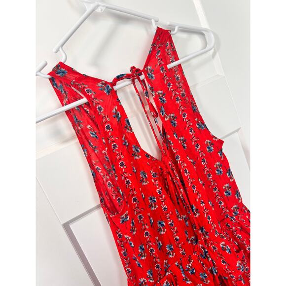 En Creme Women's Floral Print Ruffle Mini‎ Fit & Flare Dress Red Blue Size Small - Picture 5 of 9